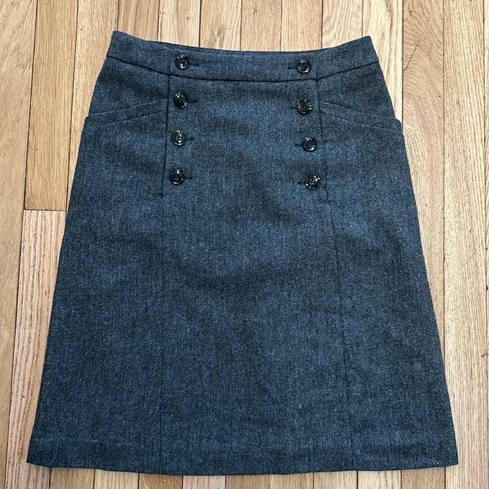 Grey Button Front Skirt